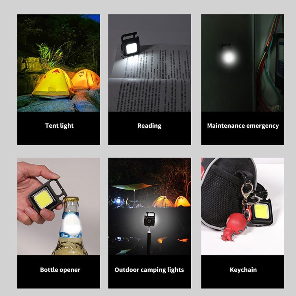 Lampu Led Gantungan Kunci - Lampu Senter Led Cob Super Terang 3 Level - Key Light  Besi Rechargeable Multifungsi - Senter Keylight Besi