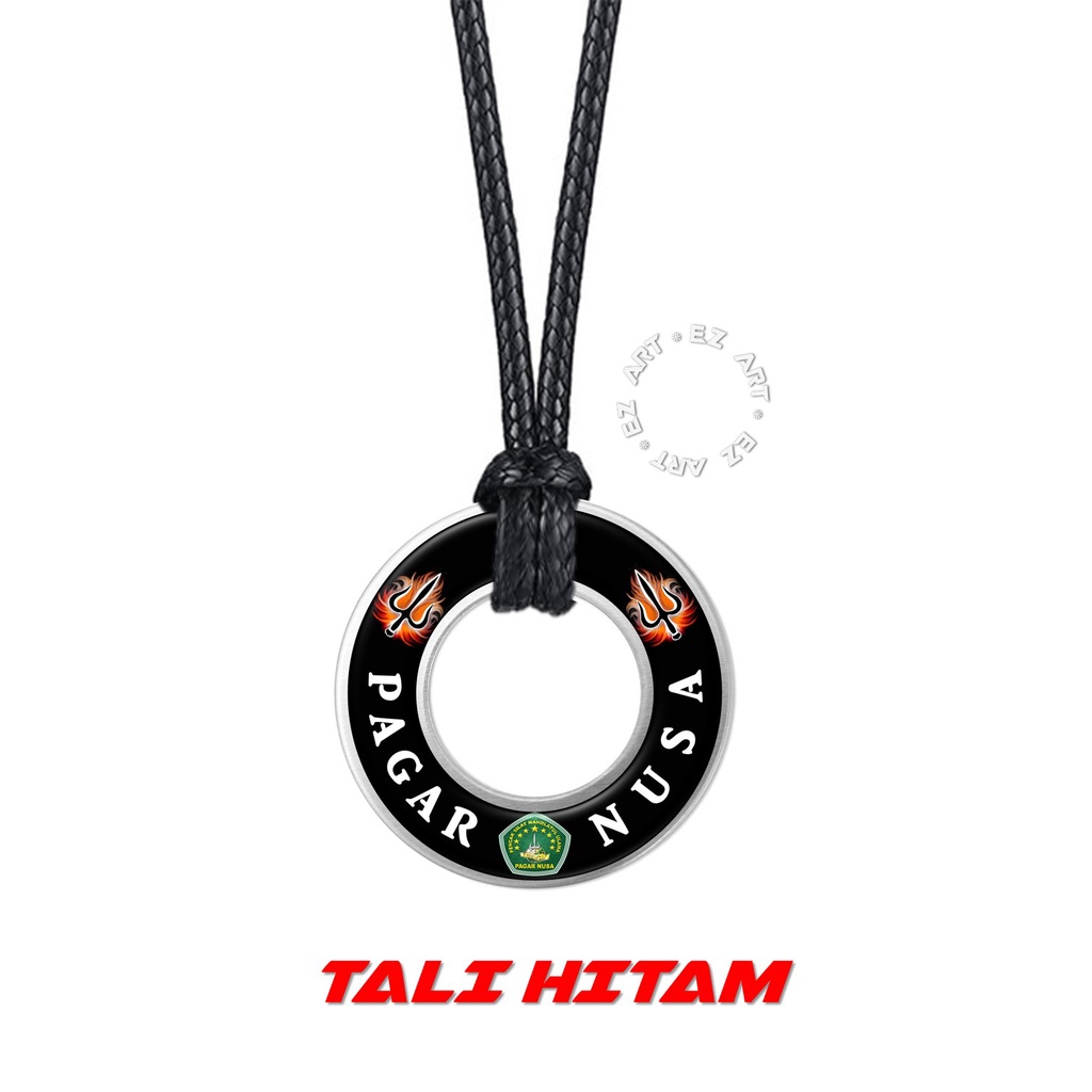 KALUNG LIONTIN RING PLAT CINCIN DATAR PENDEKAR PAGAR NUSA SILAT PN TALI KULIT KEPANG HITAM COKLAT