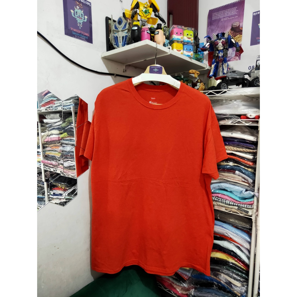 Kaos Hanes Orange Tua Polos