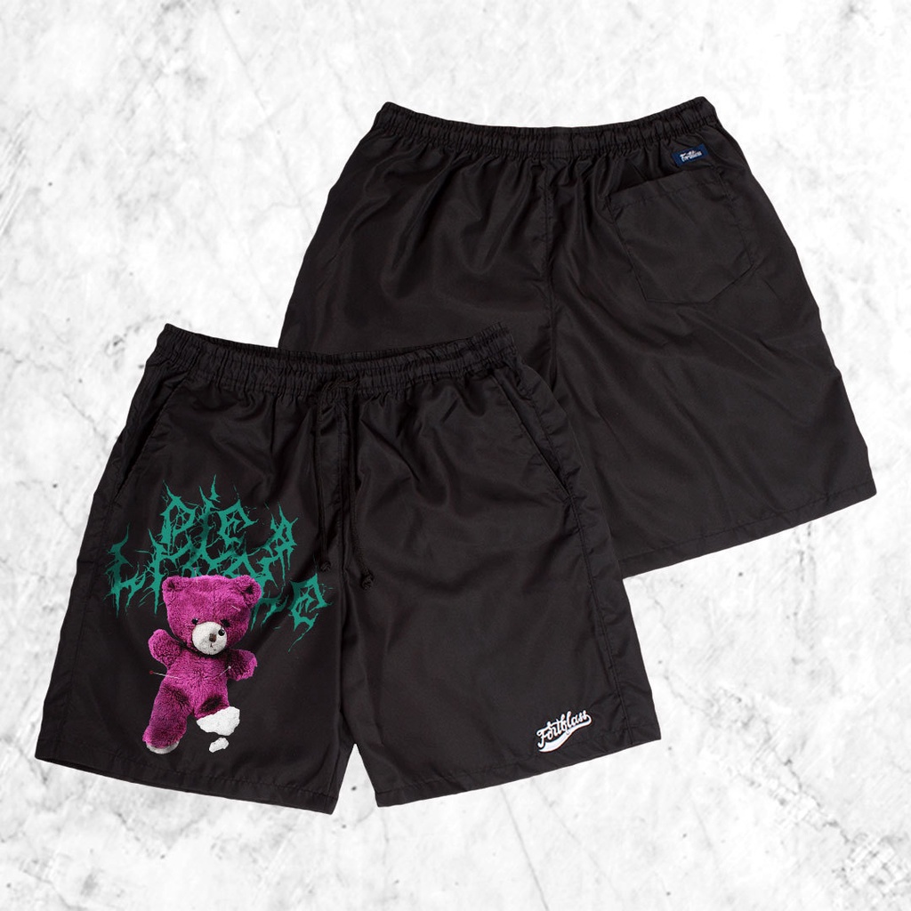 HIPNOP Celana Pendek Bear Litte Fortklass Parasut Olahraga Pria Wanita Running Gym Sport Kolor Parasut Sablon
