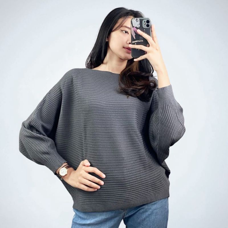 [SWEATER RAJUT BATWING] BAJU ATASAN WANITA MOTIP KELELAWAR KEKINIAN//ALL SIZE MAKS BB 65 KG