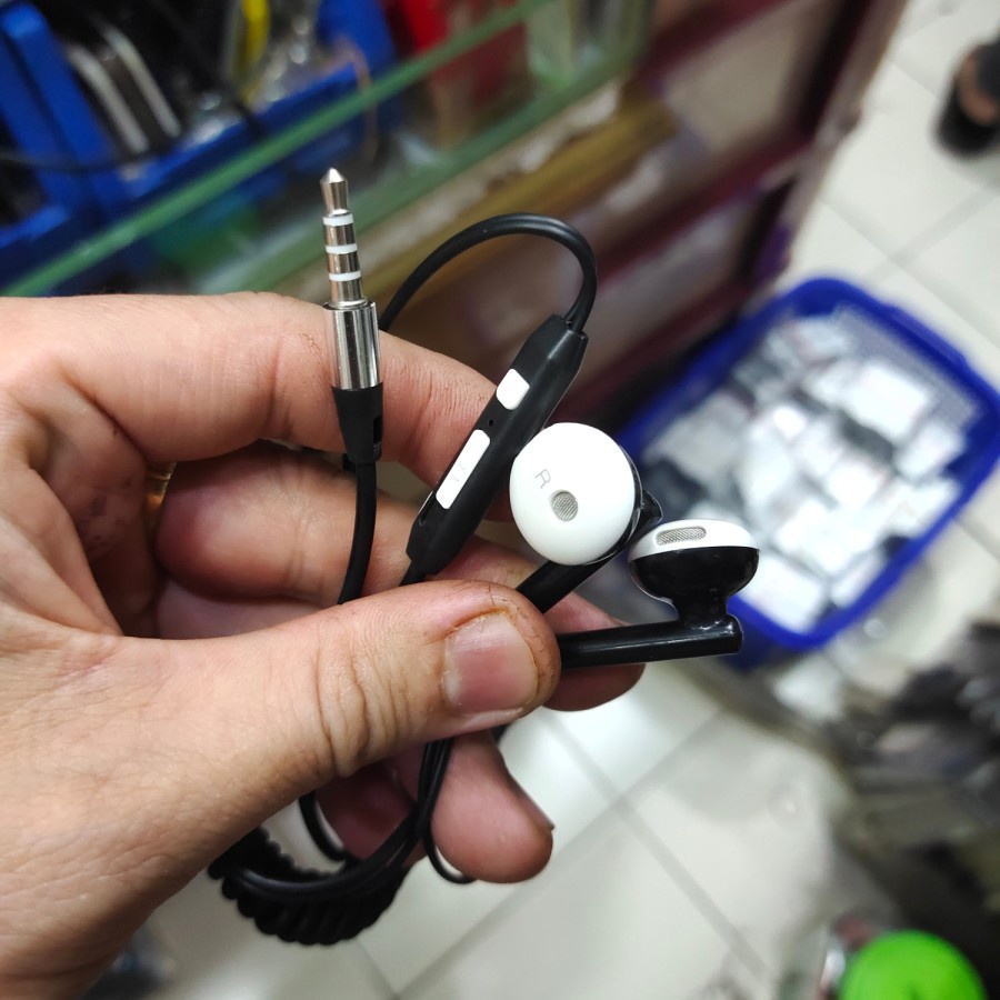 HEADSET MODEL SPIRAL JACK 3.5MM UNIVERSAL SEMUA HP + MIC TELEPON + VOL