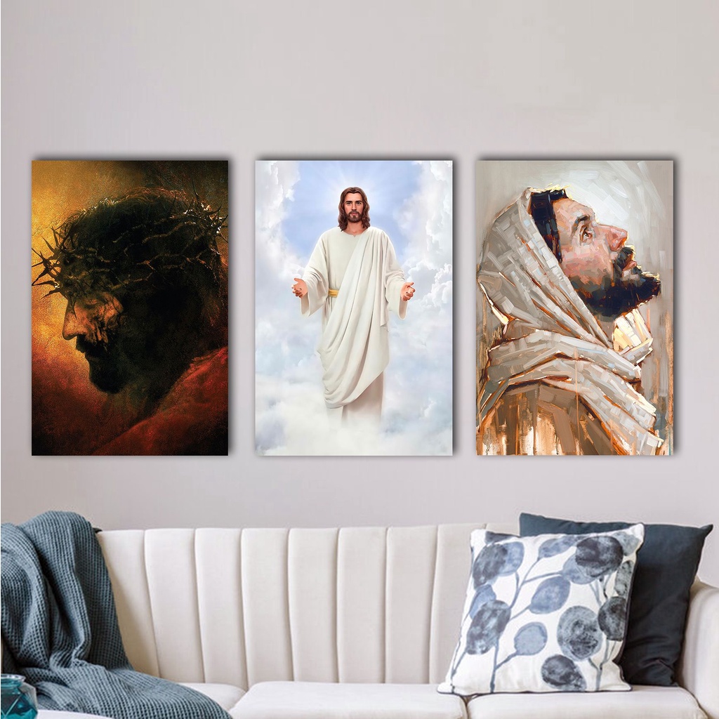 lukisan malaikat mikhael 40x60cm digital print + rangka spanram st michael painting