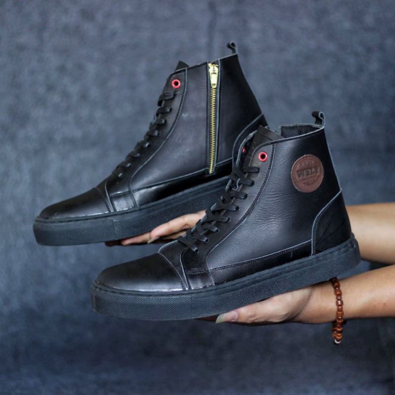 SULTAN FOOTWEAR X WLF V4 | Sepatu Boots Kasual Sneakers high Zipper Kulit Asli Original