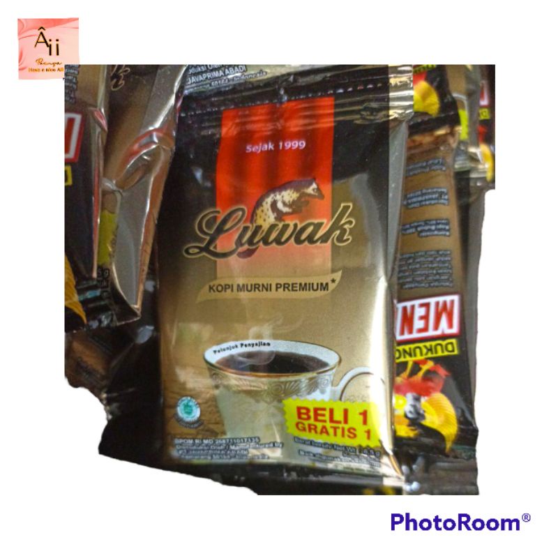 

ecer per sachet per pcs kopi luwak mini murni tanpa gula netto 6.5gr