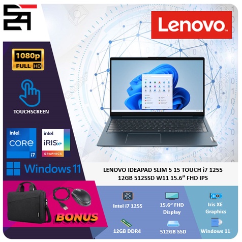 Lenovo Ideapad Slim 5 15 Touchscreen Core  i7 1255 RAM 12GB 512SSD W11 15.6 Inchi Full HD IPS