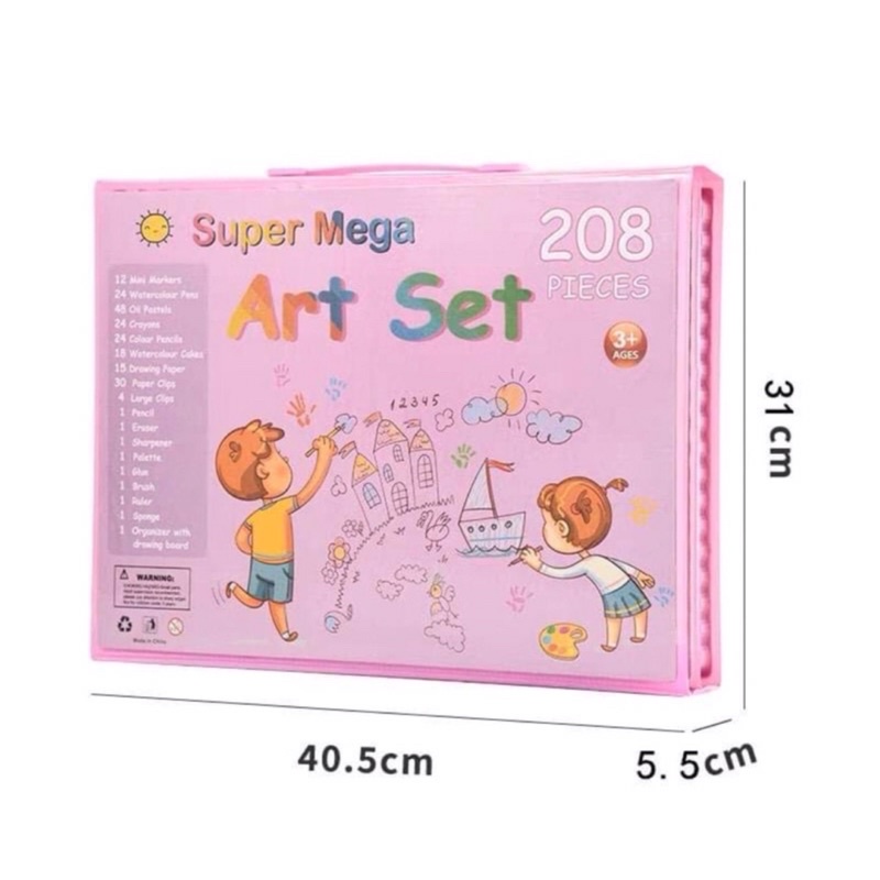 Crayon Set 208pcs Alat Set Menggambar Mewarnai Anak-Anak Crayon Cat Air Pensil