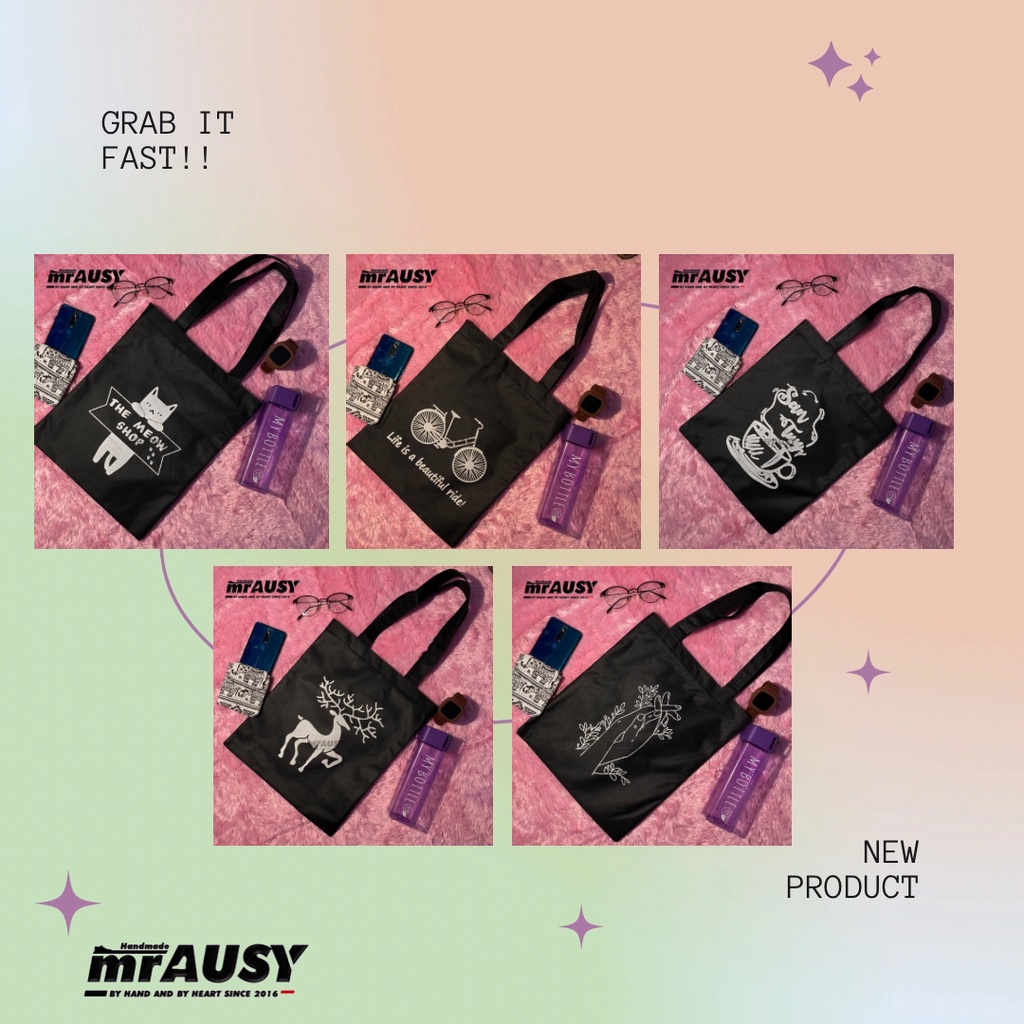 Tas Tote Bag Simple Murah Bergambar mrAUSY ToteBag