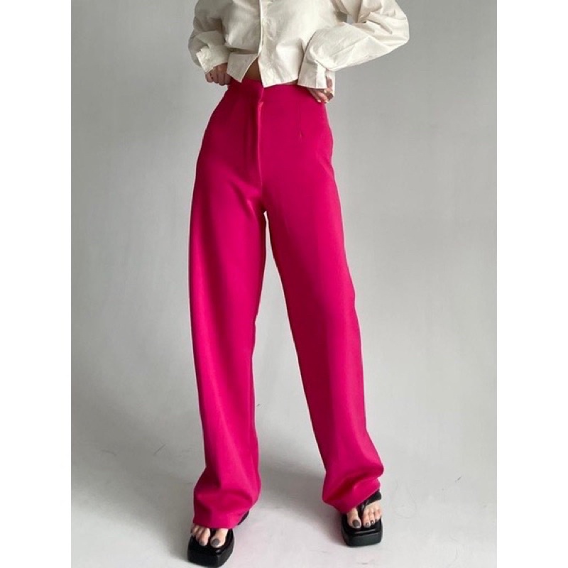 Hok Ki Premium Pants | Celana Highwaist Kulot | Celana Bahan Scuba
