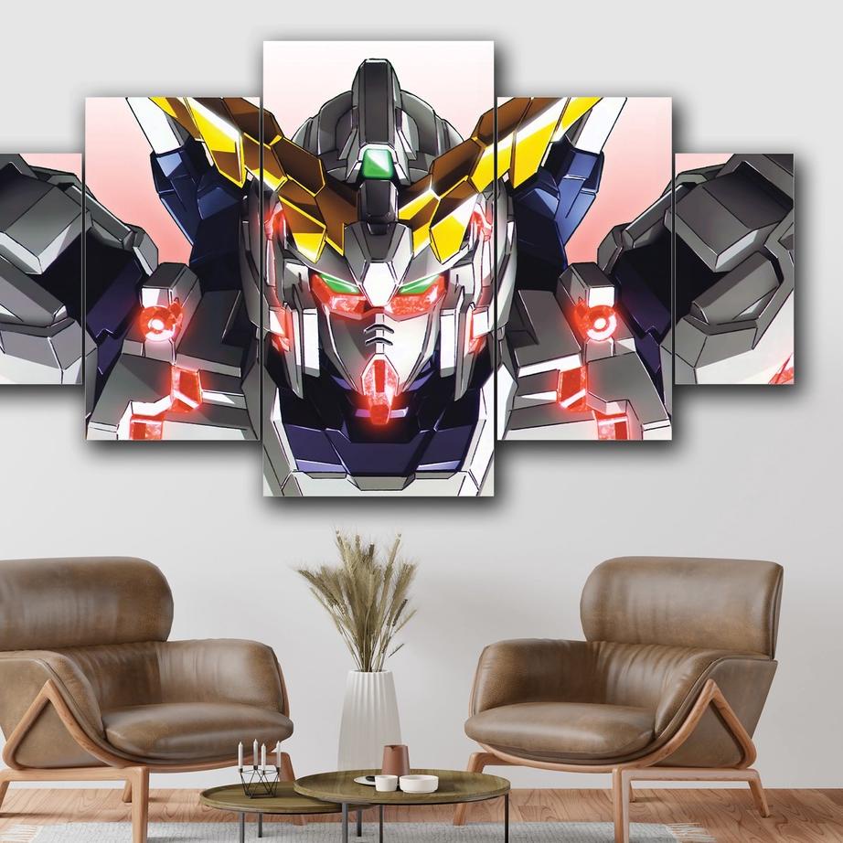 Depan1 MEKANS 1 SET   Hiasan dinding GUNDAM UNICORN RX0 5pcs  Poster Kayu Wall Decor