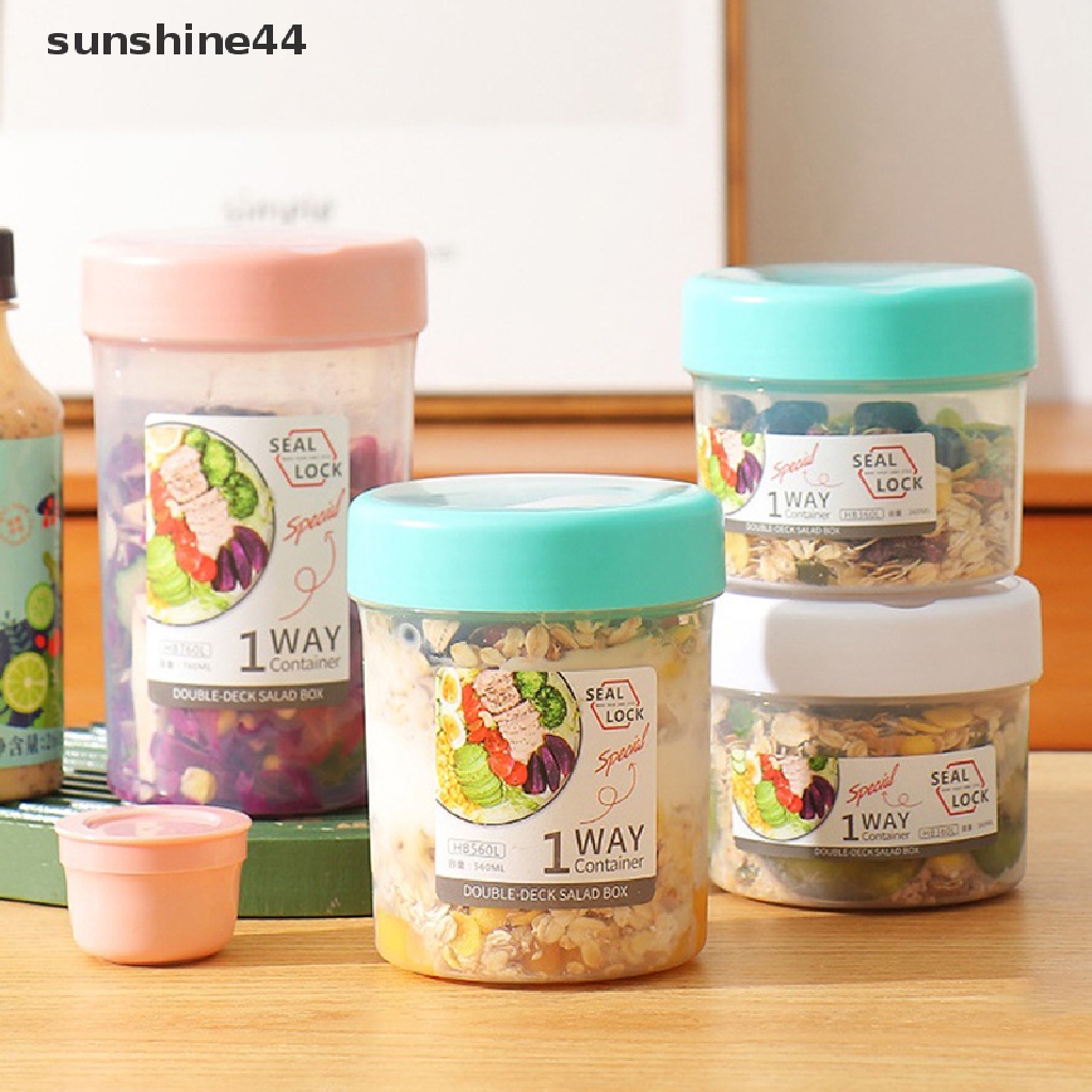 Wadah Gelas Salad Buah Dan Sayur Portabel Sunshine360/560Ml Dengan Penutup Sendok.