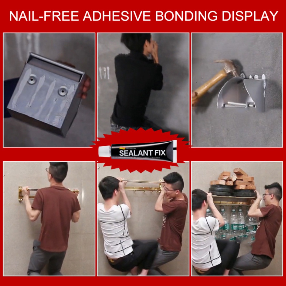 ღ Ultra Kuat Perekat Sealant Memperbaiki Lem Kuku Gratis Struktur Lengket Lem Tahan Air Kaca Pengeringan Logam Lem Perekat untuk Dapur Dinding Tak Terlihat Mount