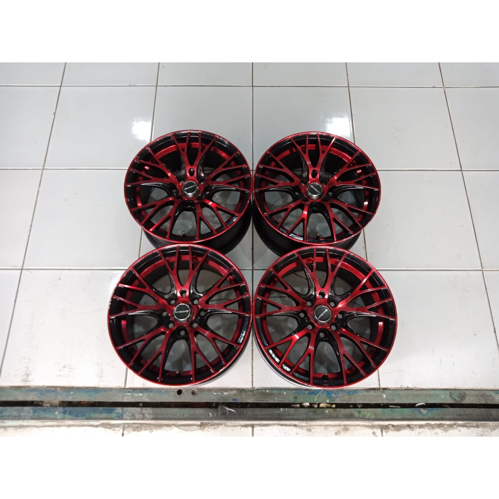 Velg Mobil bekas murah ring15 merk wedspot pcd 4 x 100/114 merah hitam bisa untuk avanza xenia wulin
