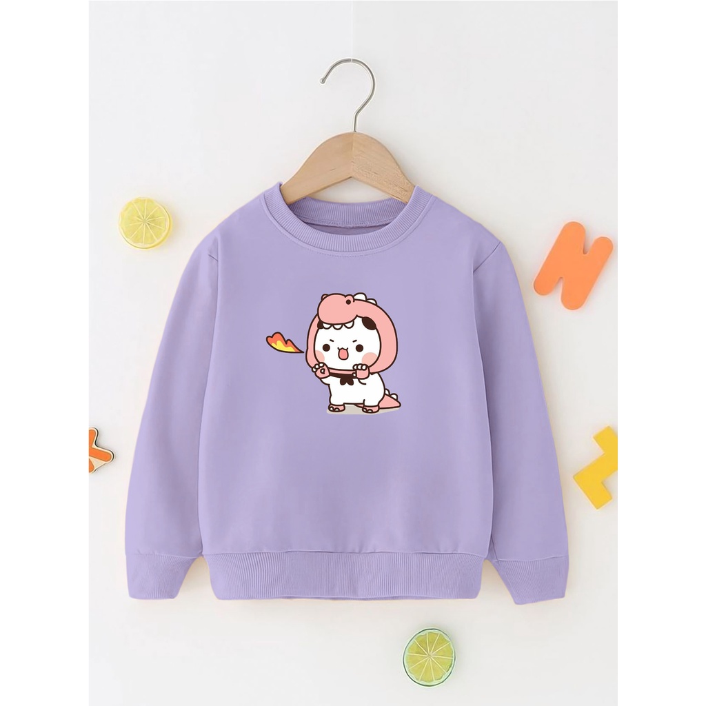 Sweater Perempuan Usia 2 - 12 Tahun Crewneck DINO SERIES  Switer Cewek Cowok