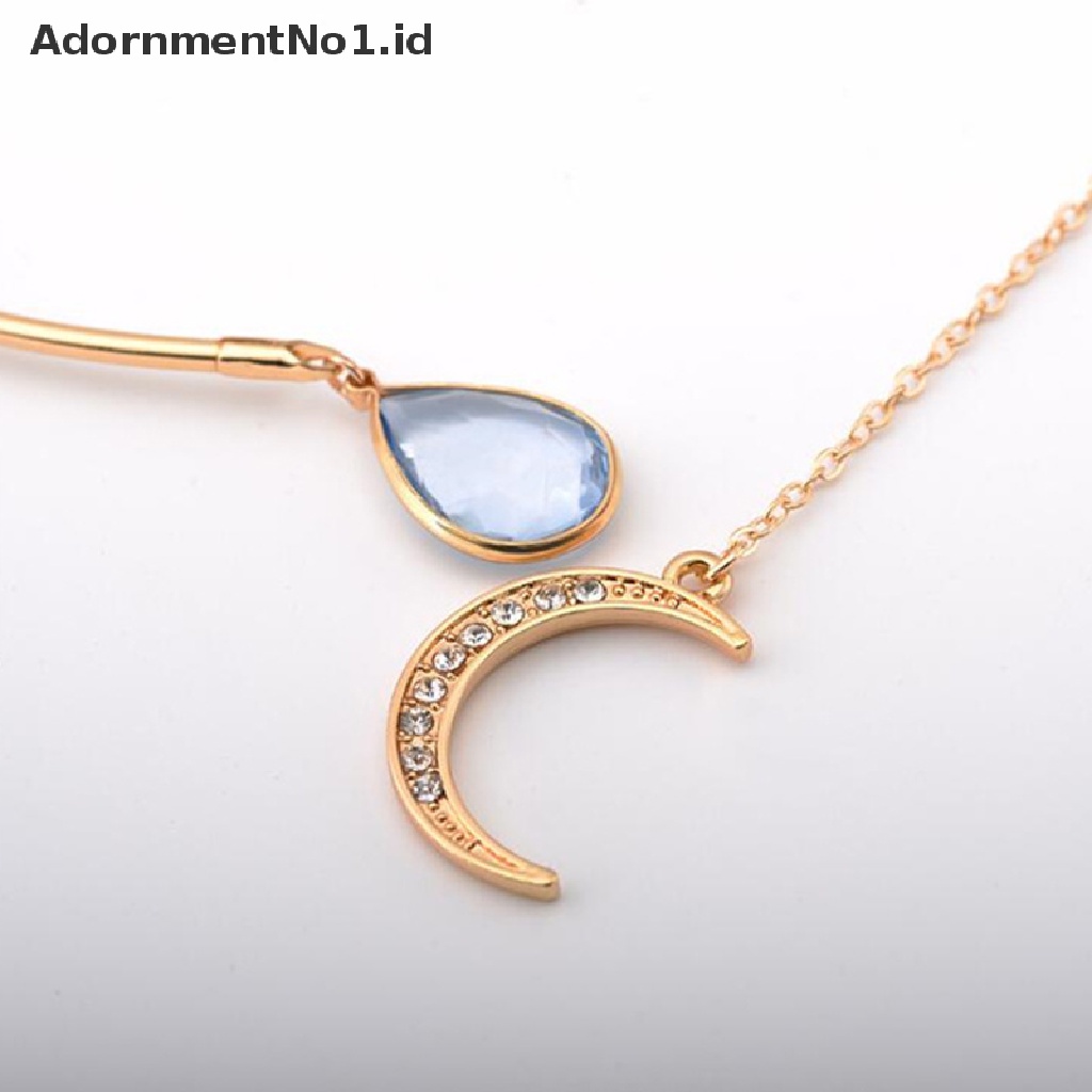 [AdornmentNo1] Kreatif Bulan Liontin Open Choker Elegan Kristal Manset Kerah Kalung [ID]