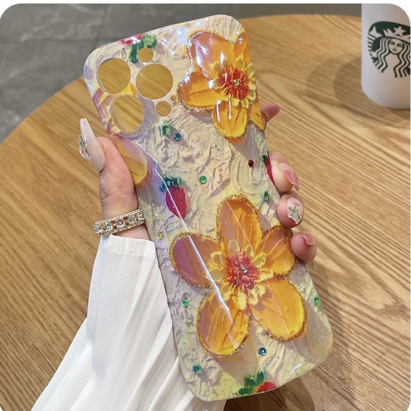 Purple Flower Softcase Case HP Lucu for iphone XS Max XR 11 Pro Max 12 Pro Max 13 Pro Max