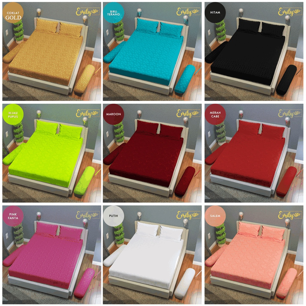 BEDCOVER SET SEPREI SPREI HOMEMADE KATUN MICRO PREMIUM DAN EMBOSED POLOS UKURAN DOUBLE 160 180