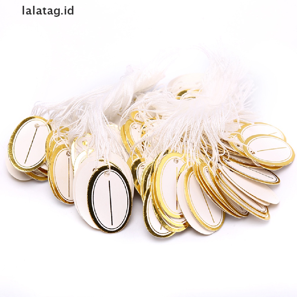 [lalatag] 200pcs Label Harga Tag Display Perhiasan Price Paper Label Card Ellipse Blank Tag [ID]