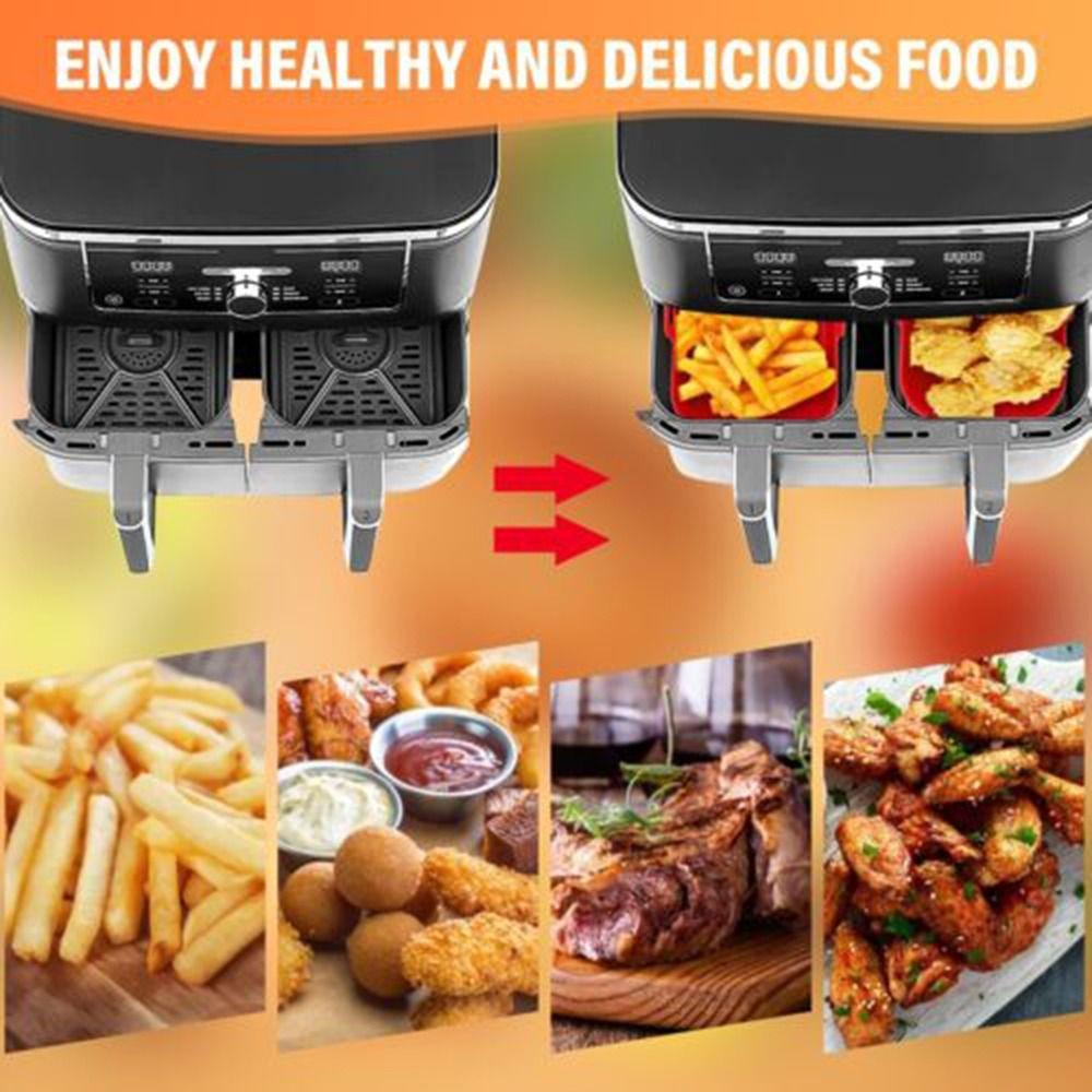 R-FLOWER Panci Silikon Persegi Microwavable BBQ Alat Masak Pizza Piring Pengganti Liners AirFryer Aksesoris Baking Basket