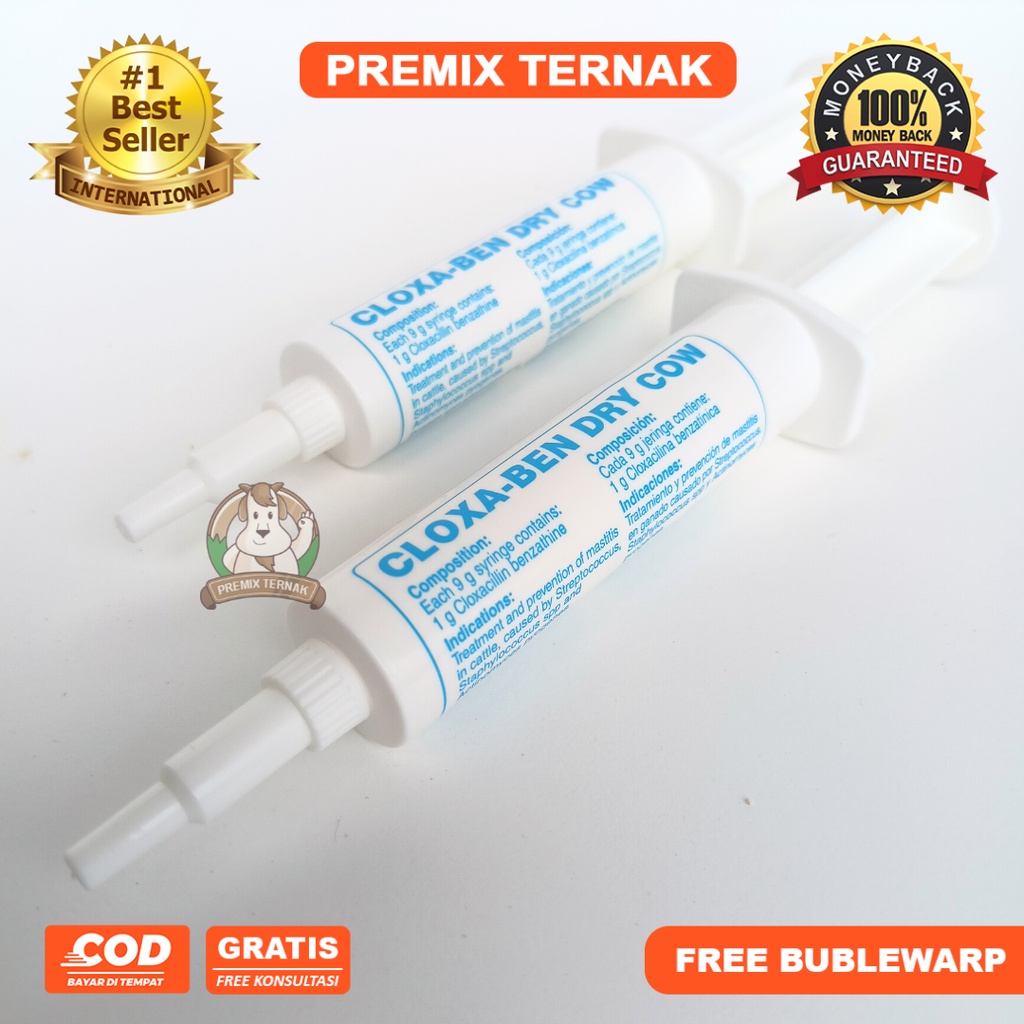 CLOXA BEN DRY COW 1 PCS - Obat mastitis ternak sapi kambing domba perah masa (fase) kering - MIRIP DEPOLAC - Premix Ternak