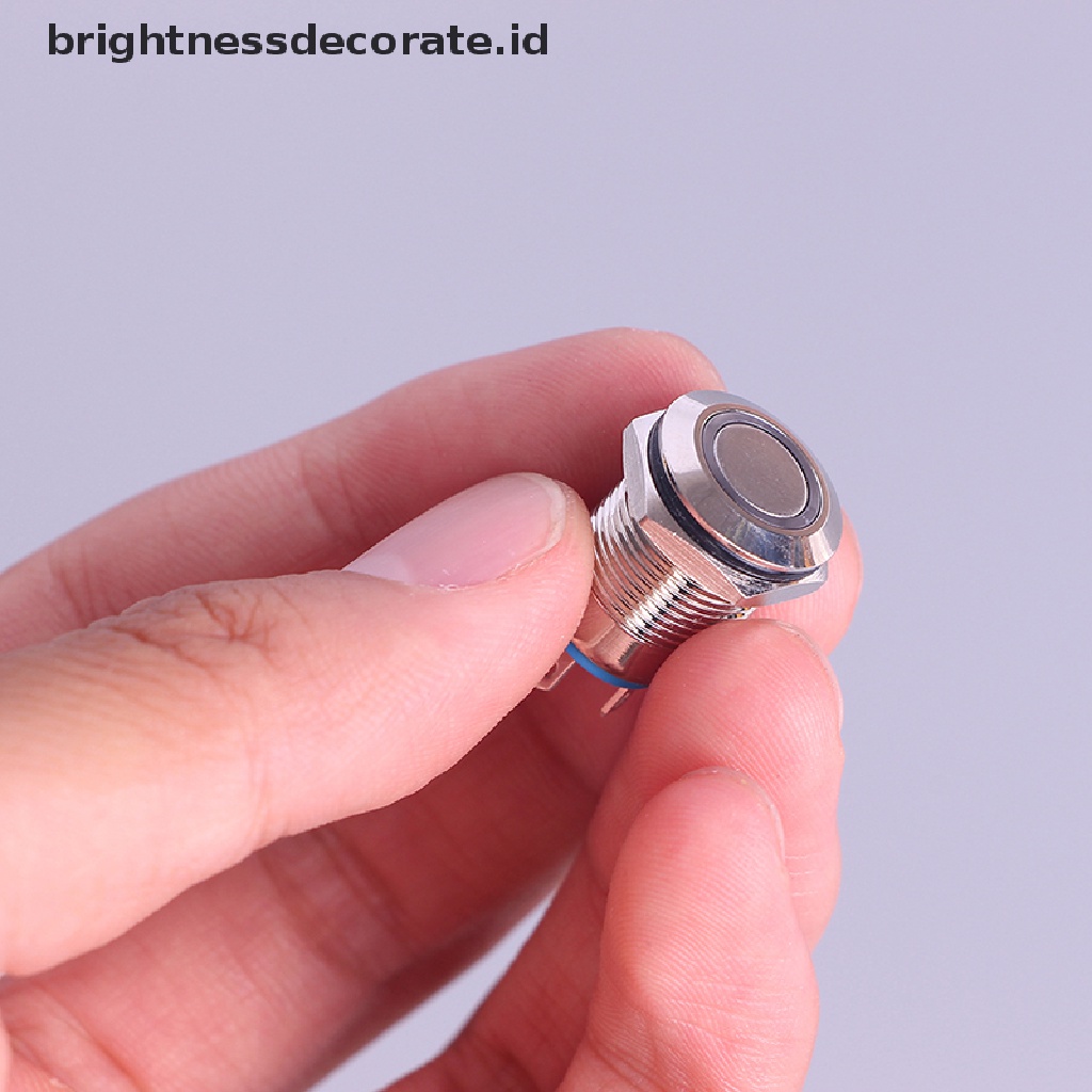 [Birth] 12mm Metal Annular Push Button Black Saklar Ring Lampu LED Kait Sesaat [ID]