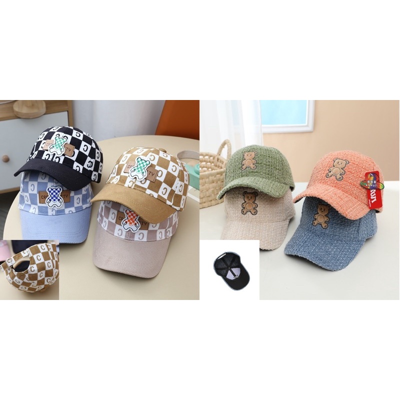 3-8 tahun Topi Baseball Anak Import Model Beruang Bear / Kids Hat Cap