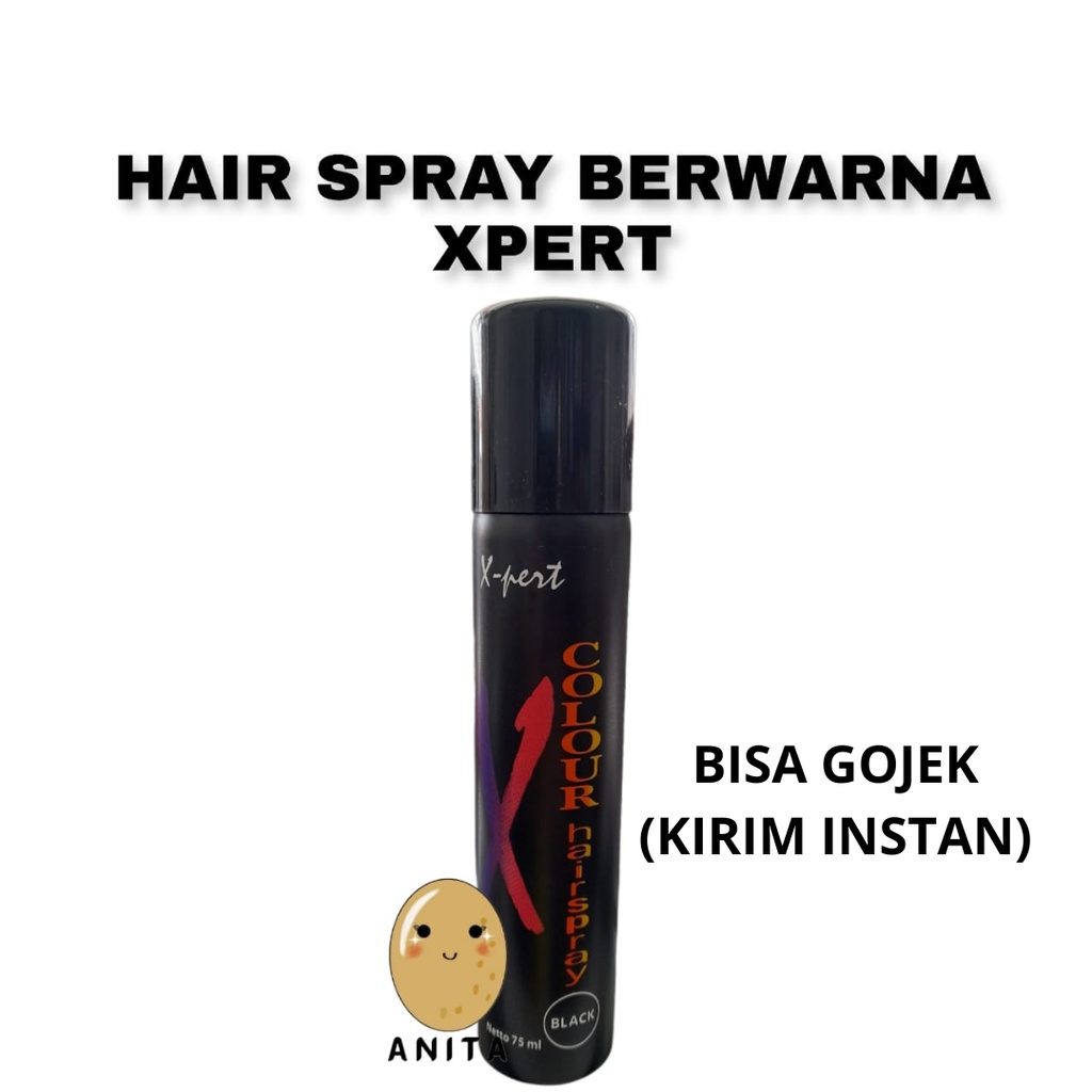 XPERT  X PERT HAIR SPRAY COLOUR 75 ML / CAT SEMIR RAMBUT SEMPROT SPRAY TEMPORARY SEMENTARA  HITAM, E