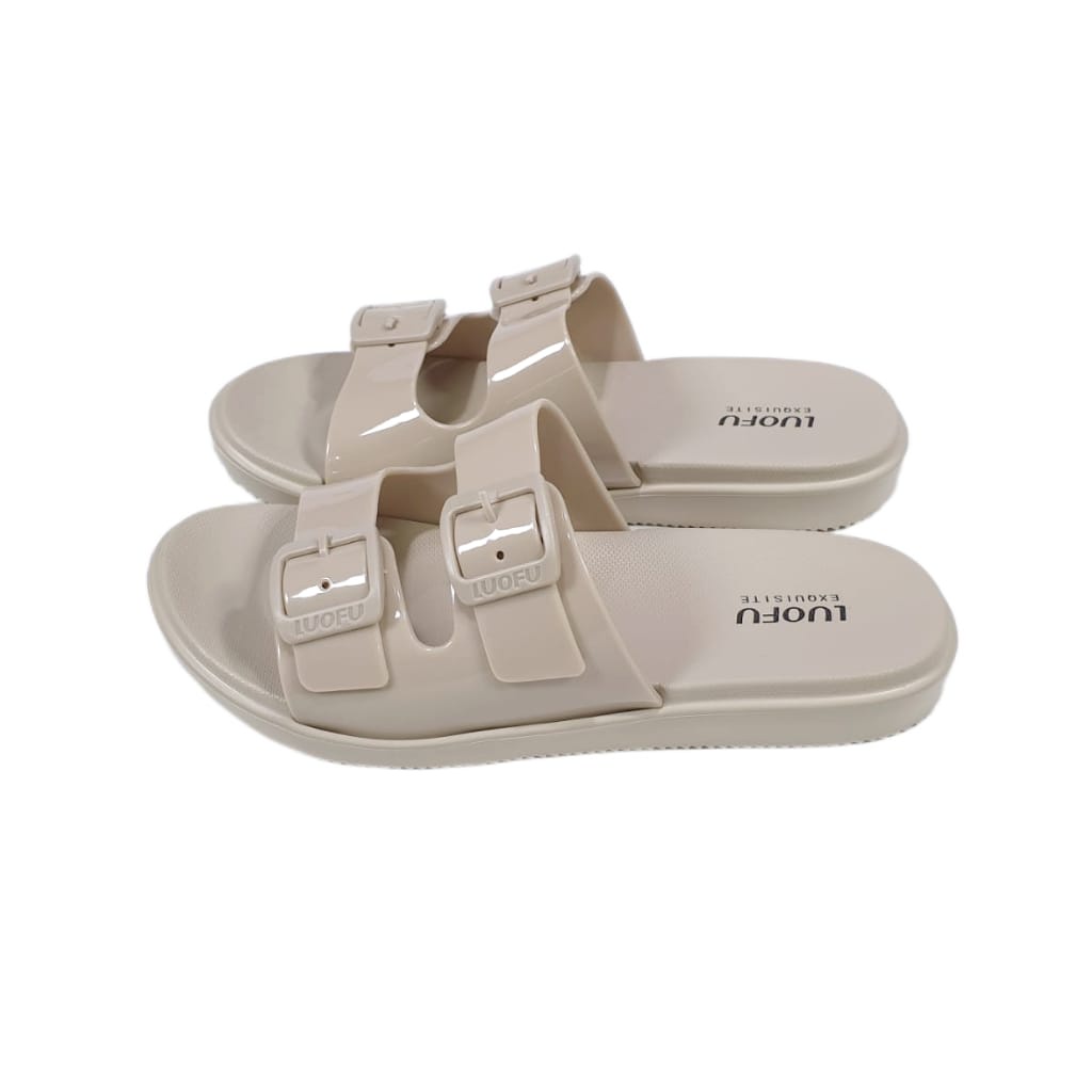 LUOFU ORIGINAL jelly sandal karet empuk murah selop wanita sendal cewek ban 2 import E7188-6WP