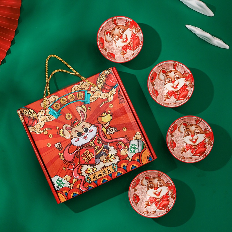 HAMPERS Imlek / Natal FREE KARTU UCAPAN  [+ Kardus dpt GARANSI PECAH] Souvenir Mangkok Mangkuk /Bowl Set / Paket Peralatan Makan Mangkuk Keramik Sumpit Kayu / Hampers Hadiah Japanese / Kado Ulang Tahun Ultah/Wedding Pernikahan / Pindahan