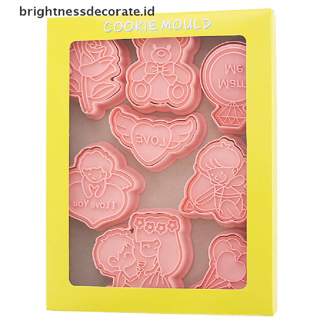 [Birth] 8pcs 3D Kartun Cookie Cutters Valenes Day Biscuit Mold DIY Fondant Decorag Untuk Ulang Tahun Pesta Pernikahan Natal Cookies [ID]