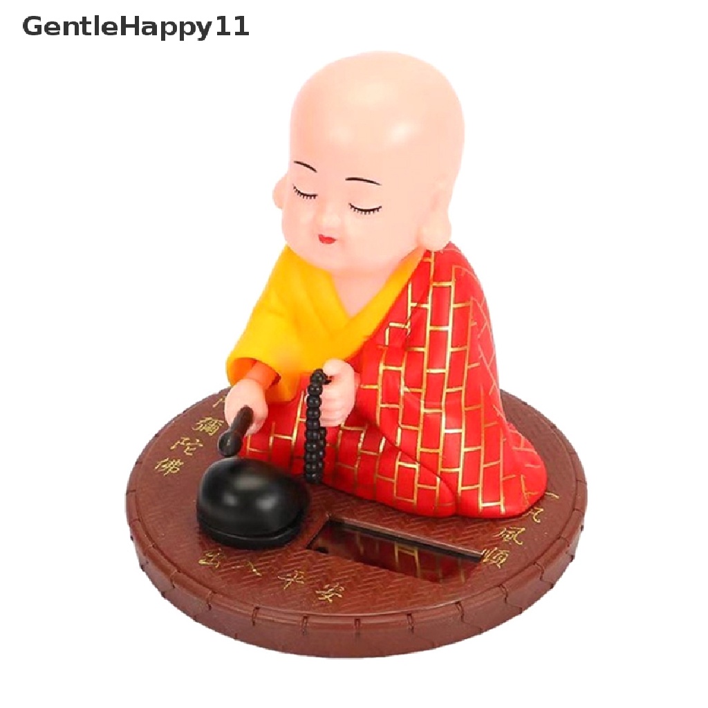 Gentlehappy Solar Powered Bobble Shaking Head Dancing Mainan Buddha Monk Doll Patung Patung Mobil Dash Board Dekorasi id