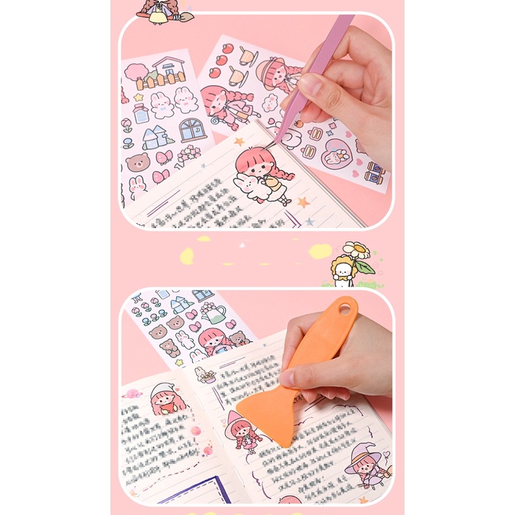 Sticker Stiker Box Set Momo Free Twizer Mini Shovel Perata Sticker Crafting Pen Pulpen Ukir Stiker Selotip kertas motif kartun Lucu Dekorasi Buku Diary Memo Journal Catatan Harian Anak Sekolah Alat Tulis Scraping bookk @banyak