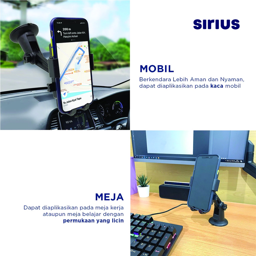 Holder Hp Mobil Phone Stand Handphone Universal Dudukan Penyangga Hape Putar 360 derajat Penahan Tempel Kaca NBCH08 | GROSIRXPRESS