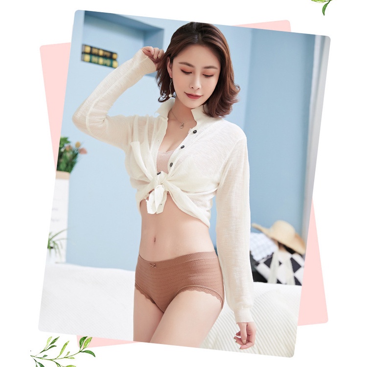 CD Renda Sexy Celana Dalam Katun Mid-Waist Breathable