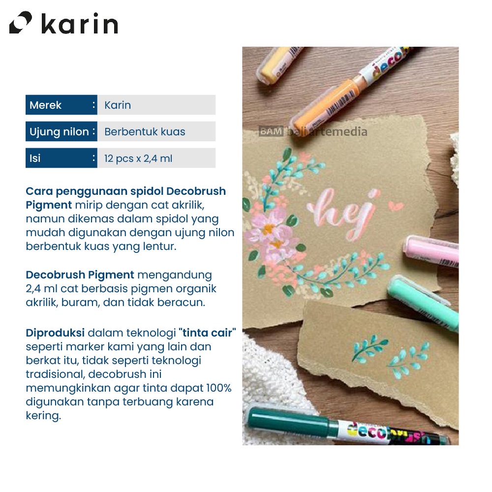 Spidol Mewarnai Alat Menggambar Karin Pigment Decobrush Basic Colors Collection Terlaris Termurah By Bali Artemedia