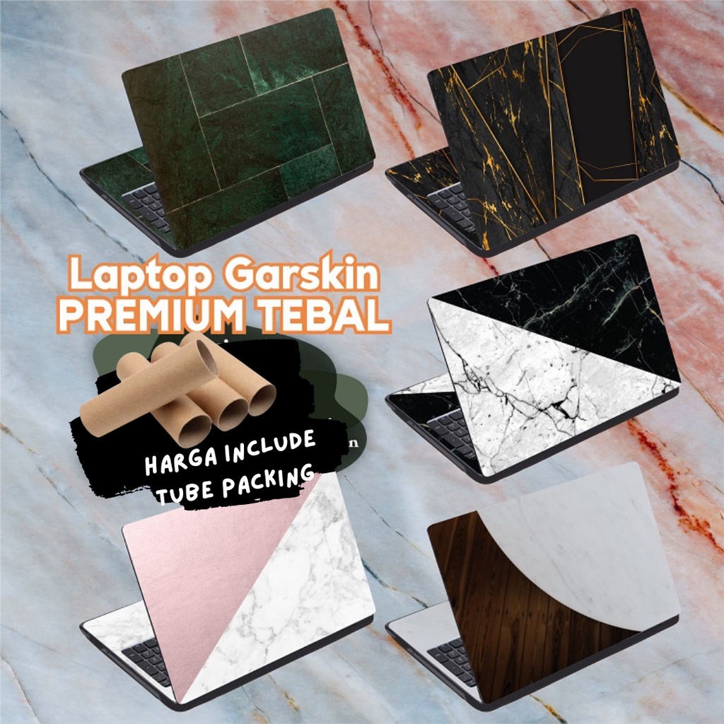 Garskin Laptop Anti Gores Stiker Marmer Minimalis Marble Premium Full set 10 12 13 14 15 inch  Acer Lenovo Asus Macbook Dell