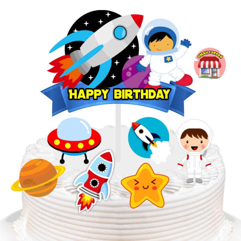 Topper Tema Astronot / Topper Cake / Kue Ultah