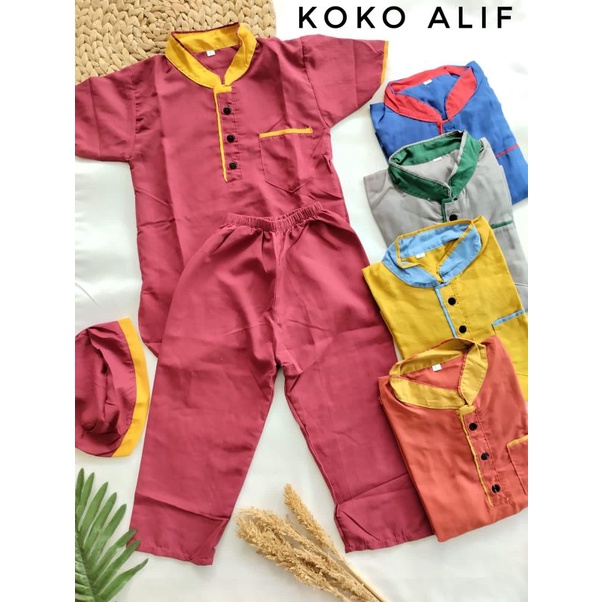 (BISA COD KOKO ALIF) ONE SET BAJU KOKO ANAK