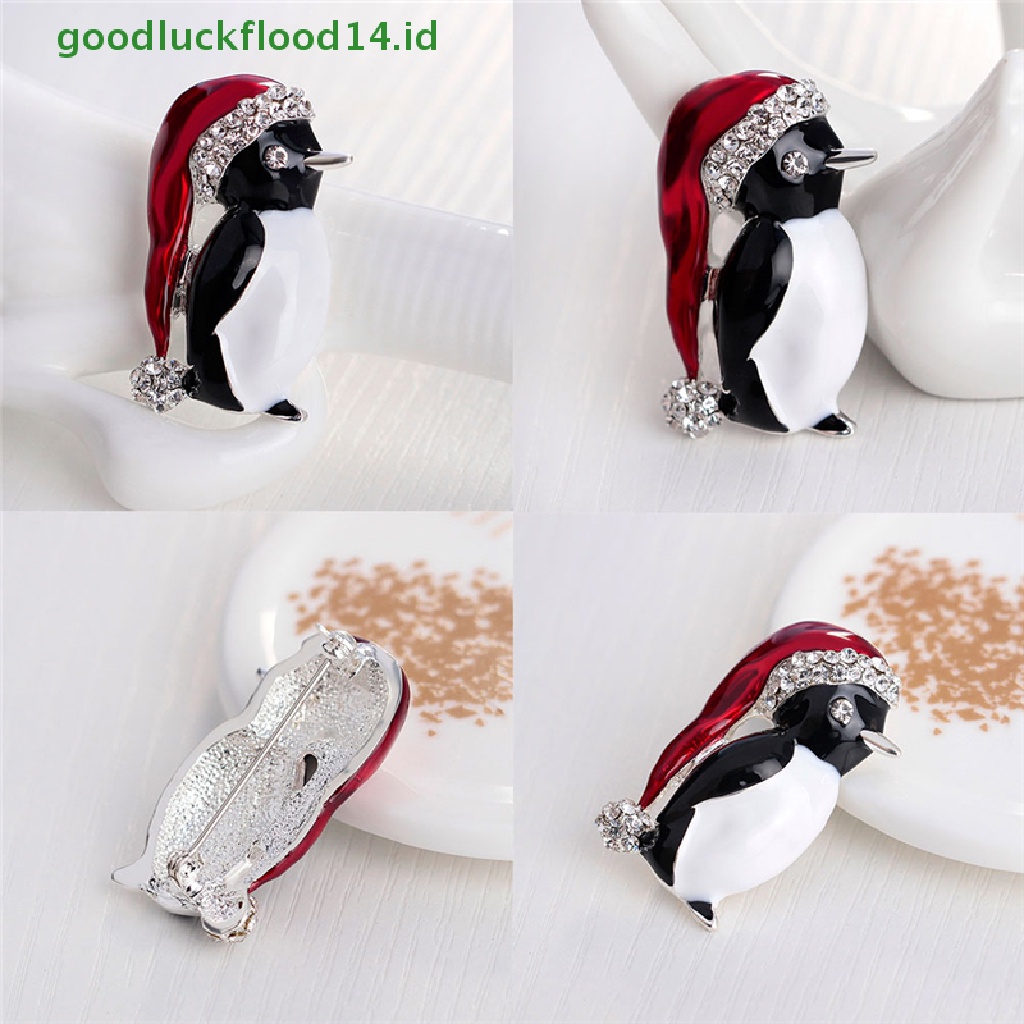 [GOOGFOUR] 1 Pc Natal Panas Berlian Imitasi Lucu Natal Penguin Bros Pin Xmas Hadiah Pesta [TOP]