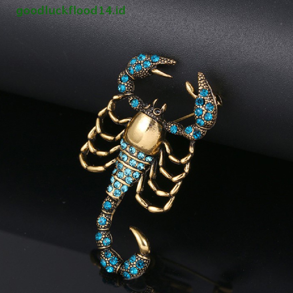 [GOOGFOUR] 1pc Bros Scorpion Dengan Berlian Imitasi Gold Alloy Brooch Pin Vintage Kristal  [Atasan]