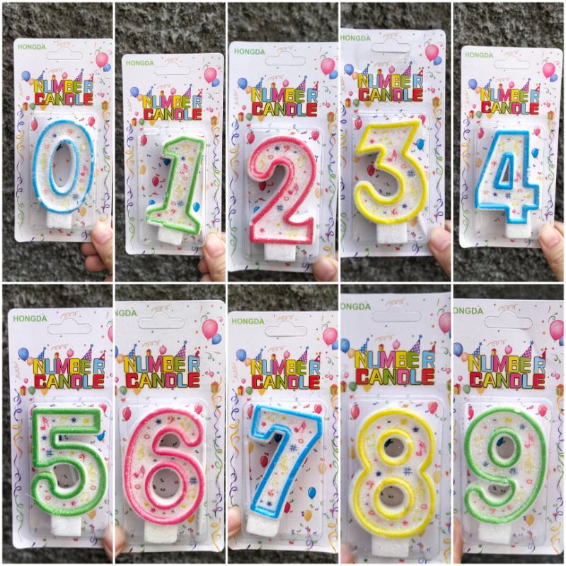 [per PCS] Lilin angka/ lilin ultah 0-9 glitter HONGDA