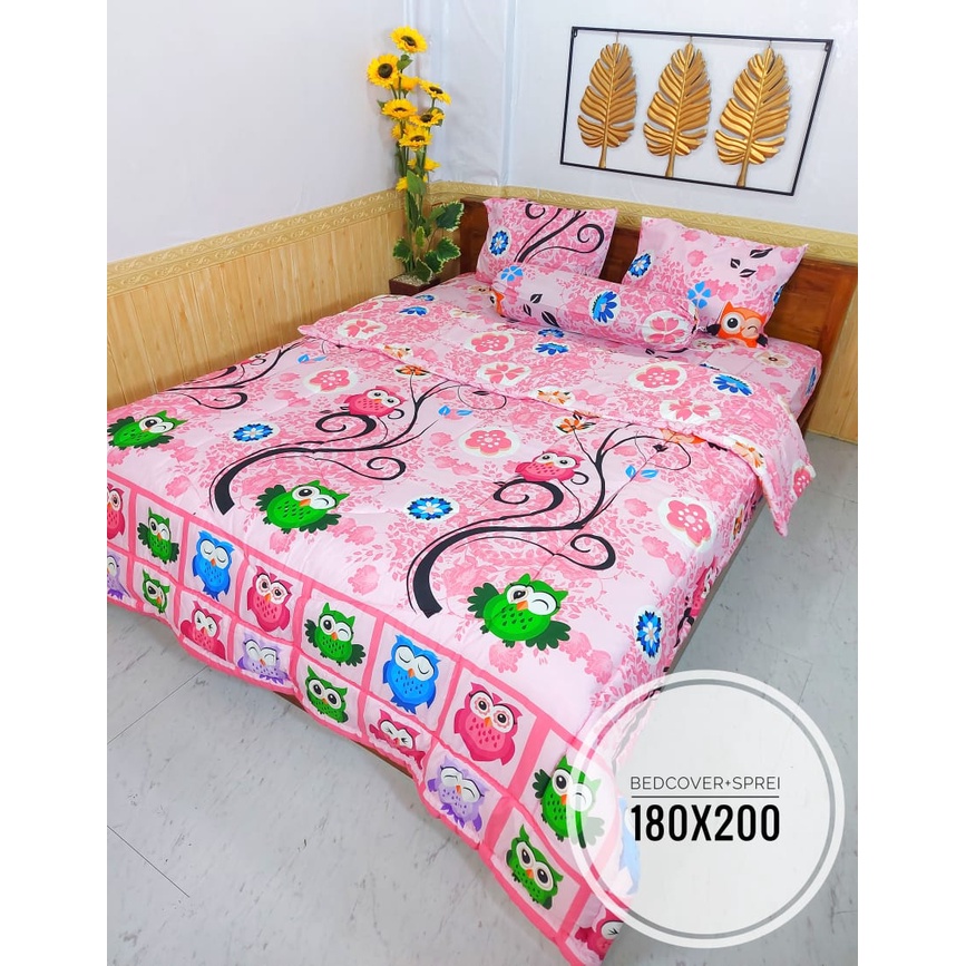 Bed Cover Set Sprei Karakter Jungle Owl Bed Cover Karakter Burung Hantu Bed Cover Owl Bed Cover Moti