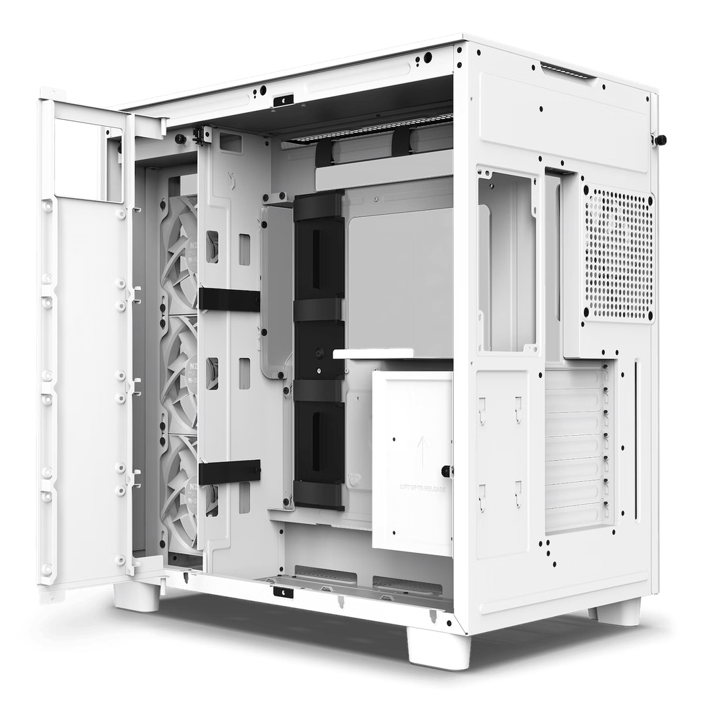 NZXT H9 FLOW Matte White Tempered Glass ATX Gaming Case
