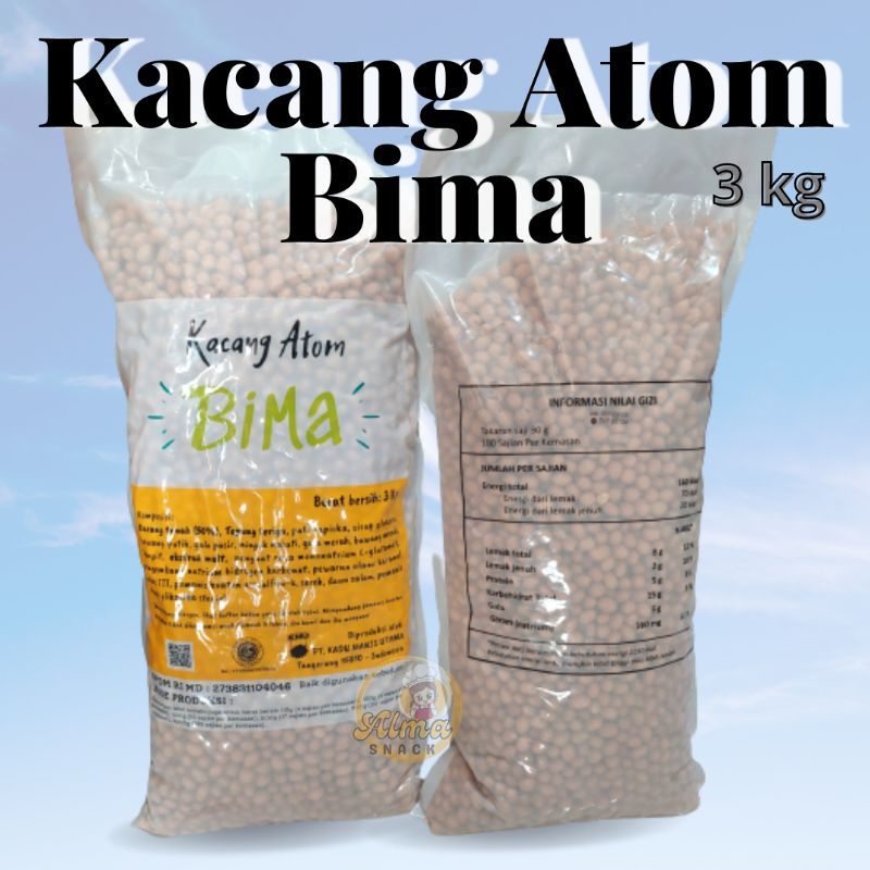 1 BAL 3KG KACANG ATOM BIMA SNACK KILOAN MURAH ALMA.SNACK