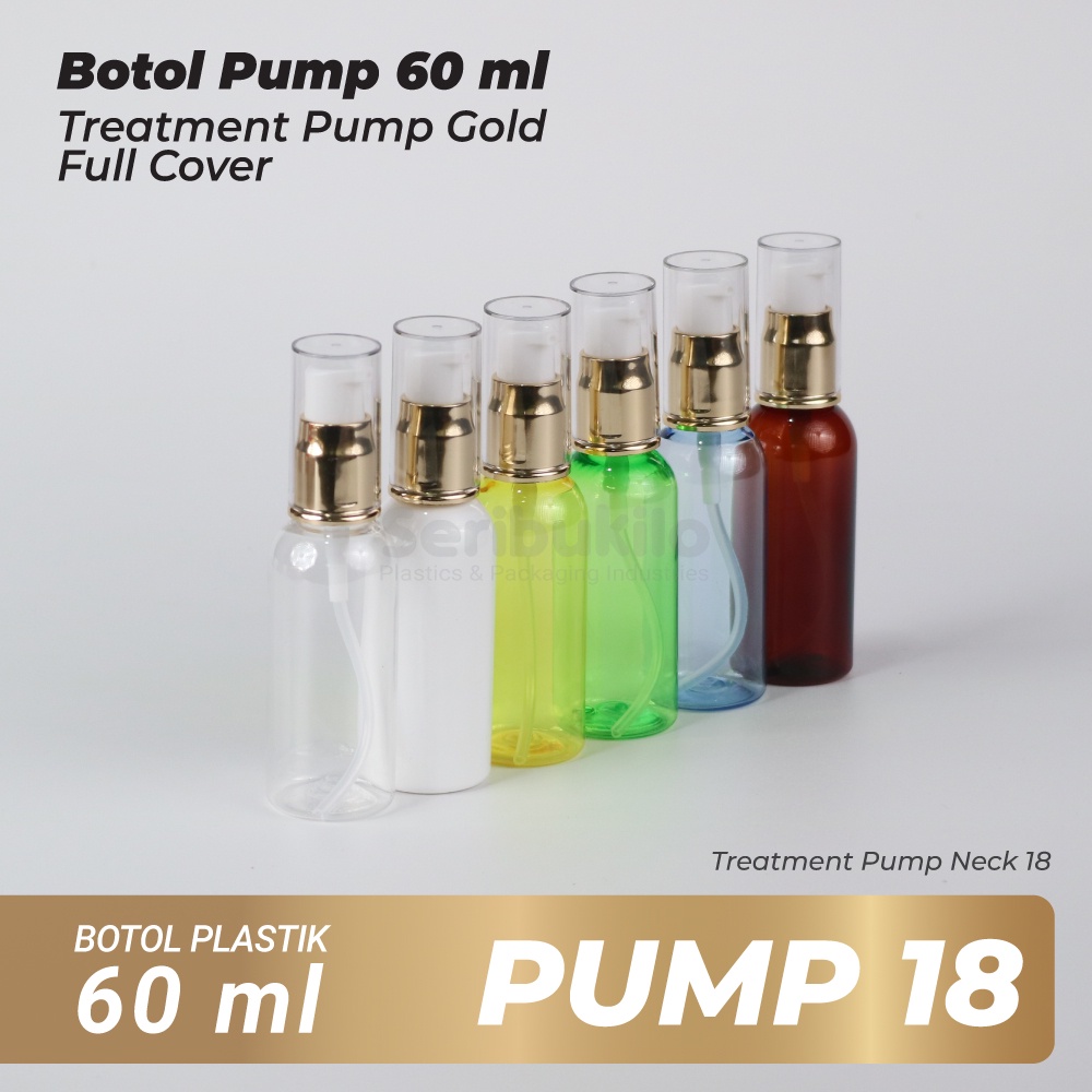 BOTOL PUMP 60 ML / BOTOL PLASTIK 60 ML + TREATMENT PUMP GOLD FULL / BOTOL 60 ML TREATMENT PUMP RING GOLD FULL COVER