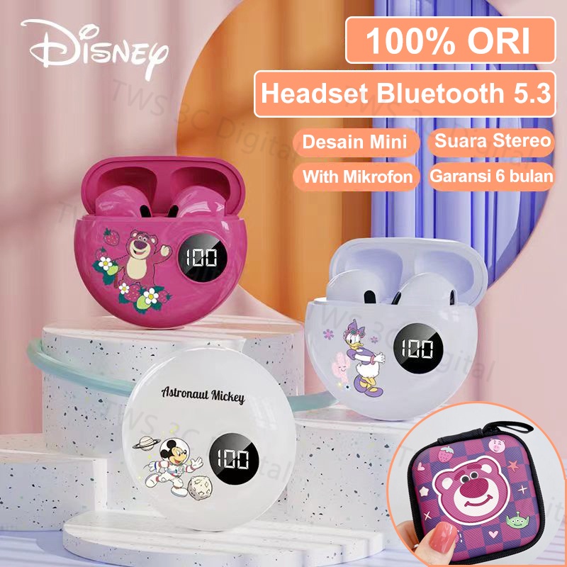 100% Original Disney Earphone Bluetooth 5.3 TWS Headsetwith Mic HIFI Stereo Earbuds