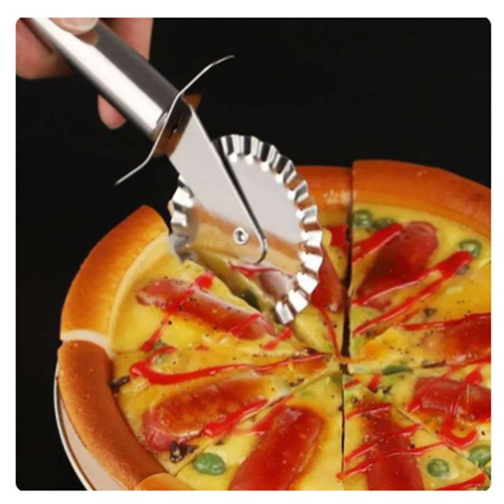 Pizza cutter gelombang stainless steel kitchenware, Pizza knife gelombang serbaguna, Roll dough cutt