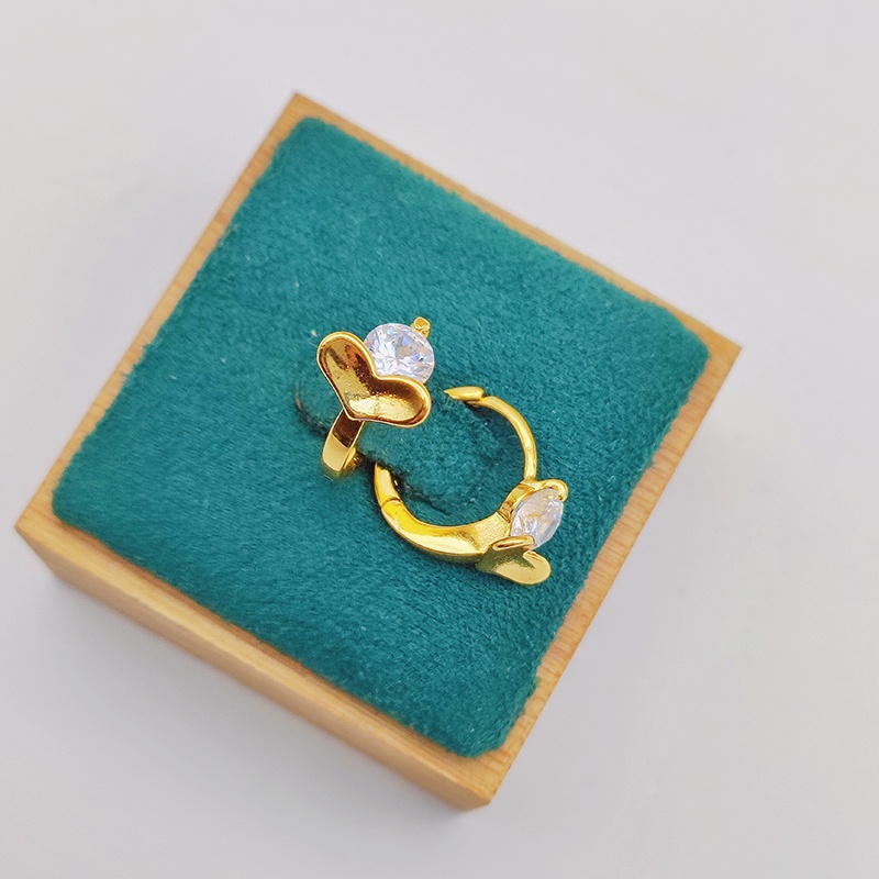 S925 Anting Berlian Hadiah Pacar Wanita Anting Berlapis Dengan Anting Cinta Emas Aksesoris Fashion