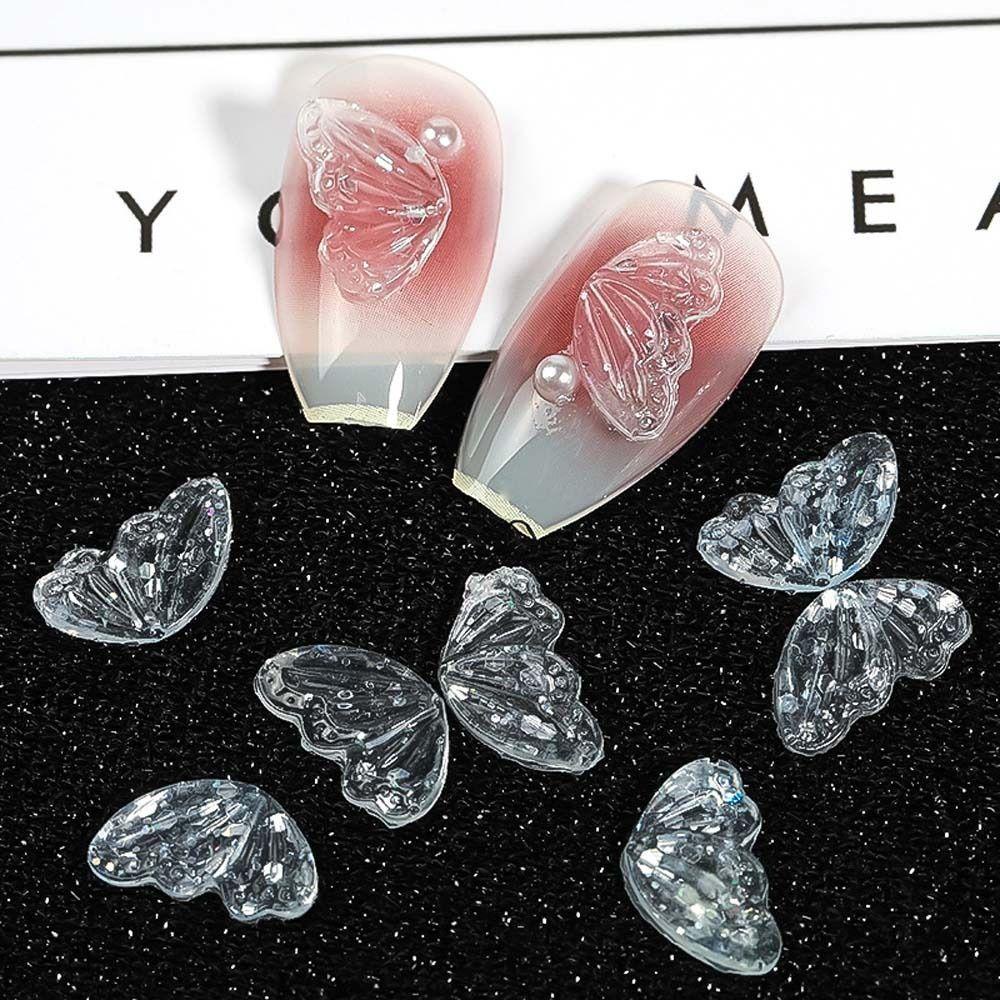 Mxbeauty Dekorasi Kuku Kupu-Kupu Resin Pesona Kuku Kupu-Kupu Setengah Sayap Manicure Aksesoris 3D Nail Drills