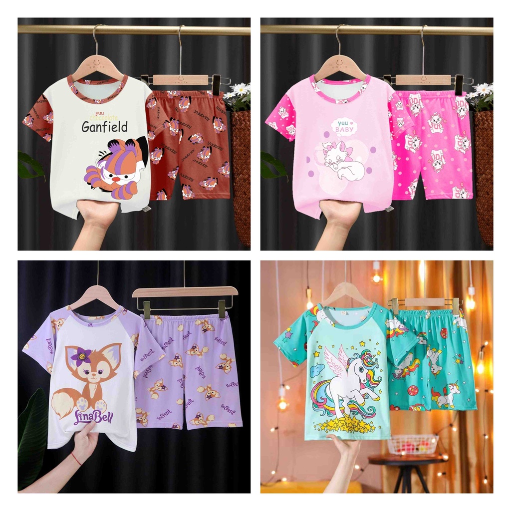 Setelan Baju Anak Perempuan Usia 2-3 Tahun Motif Karakter Lucu